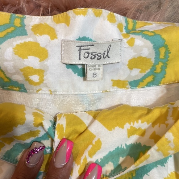 Fossil Floral Retro Yellow Skirt Size 6 - Picture 4 of 10